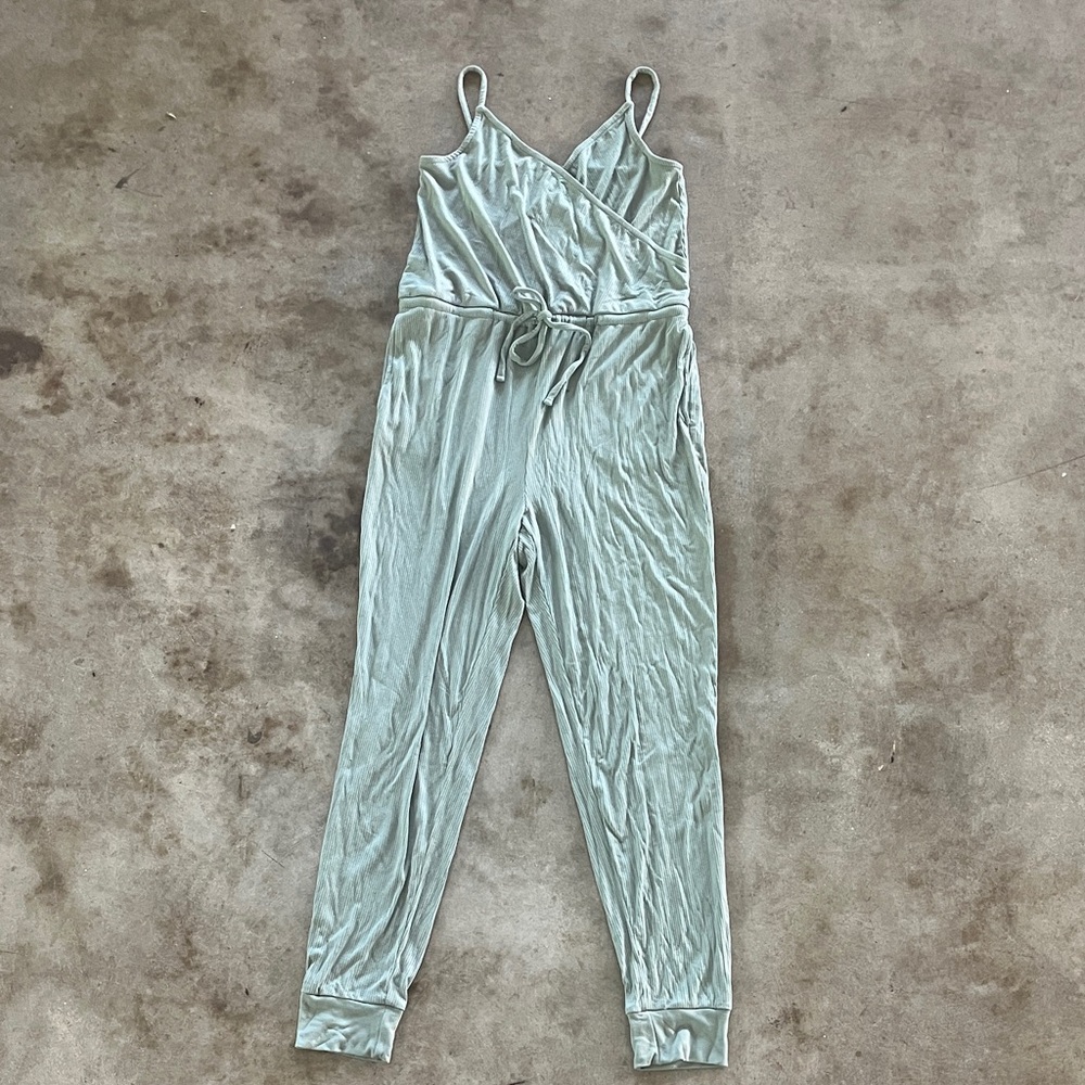 Gap Light Sage Green Women's Jumpsuit - Sleeveless Wrap Front